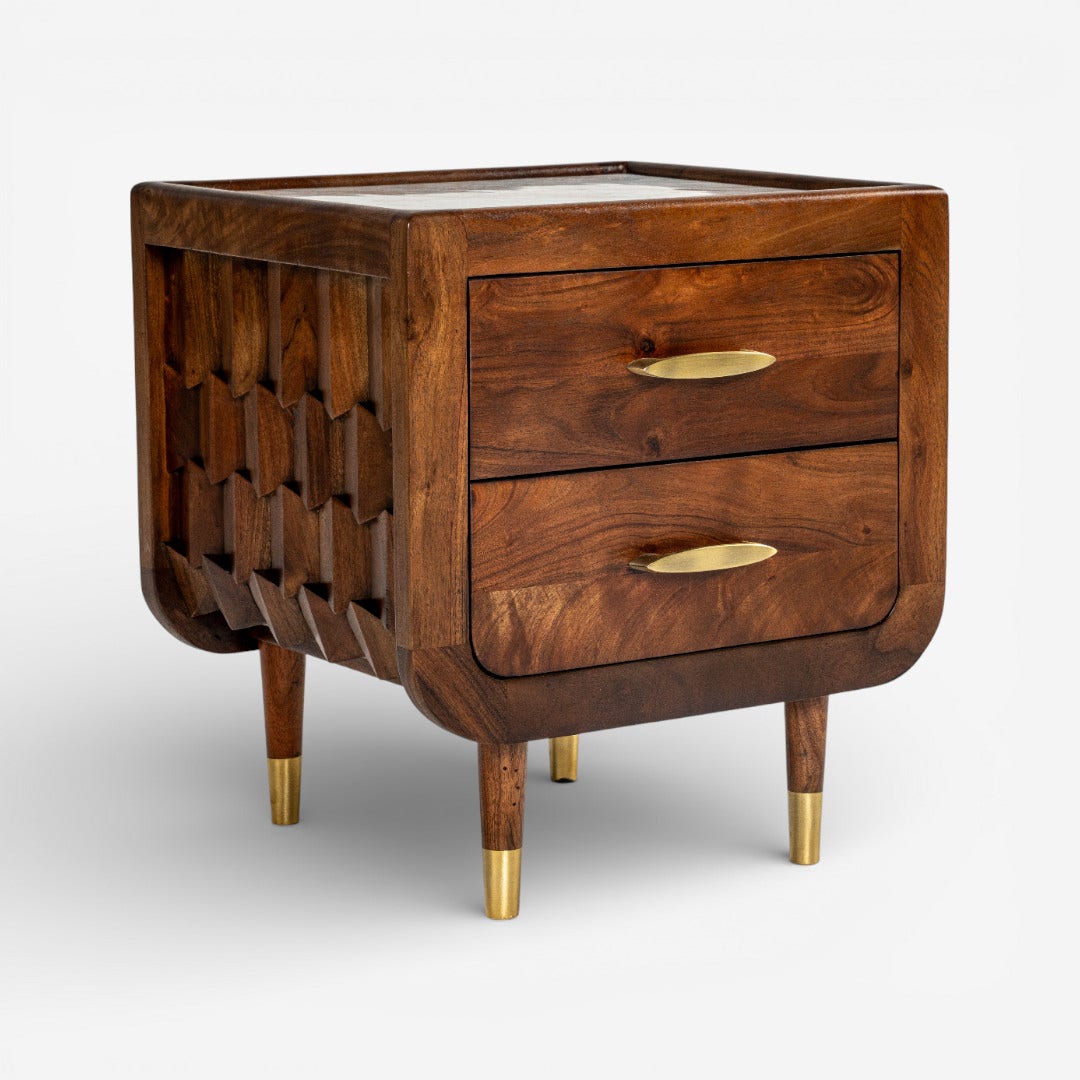 Mashrabiya Bedside Table Walnut