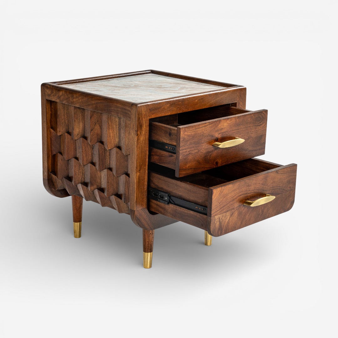 Mashrabiya Bedside Table Walnut