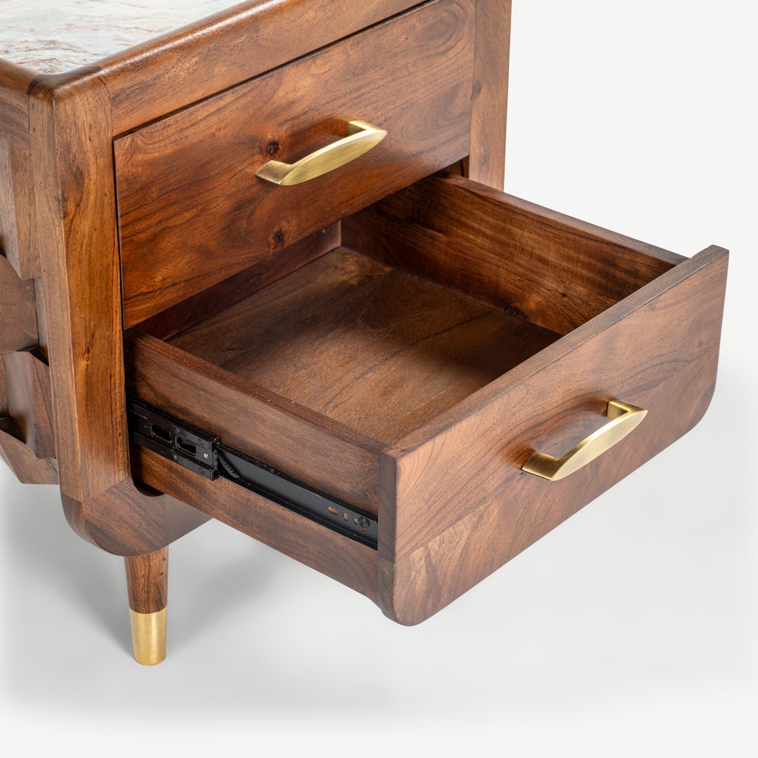 Mashrabiya Bedside Table Walnut