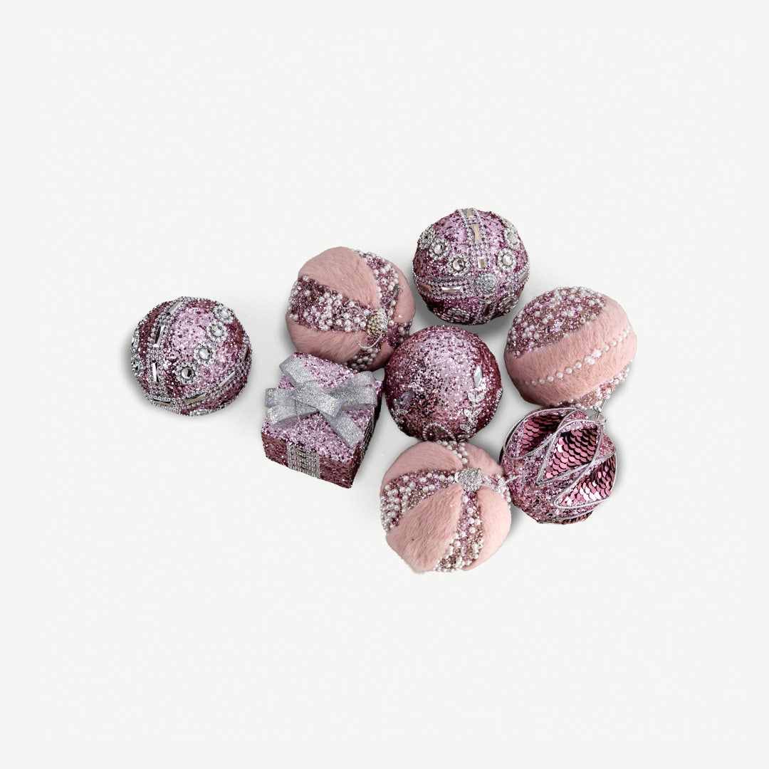 Christmas Hanging Set of 8pcs - Pink