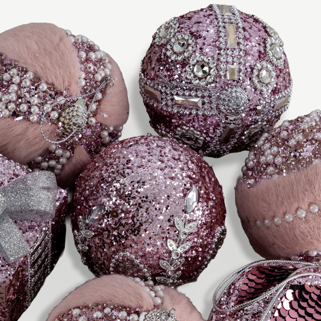 Christmas Hanging Set of 8pcs - Pink