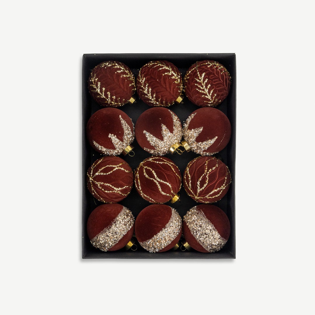 Christmas Hanging Set of 12pcs - Maroon