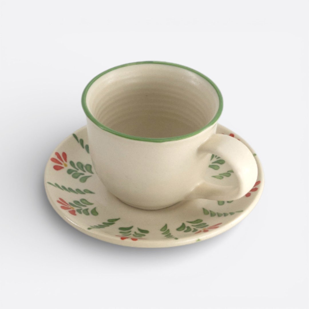 Leafy Floral Cup And Saucer