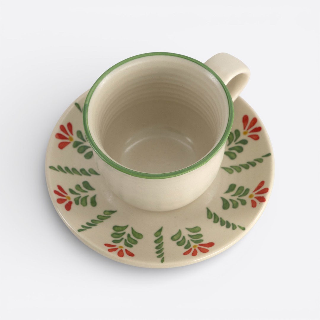 Leafy Floral Cup And Saucer