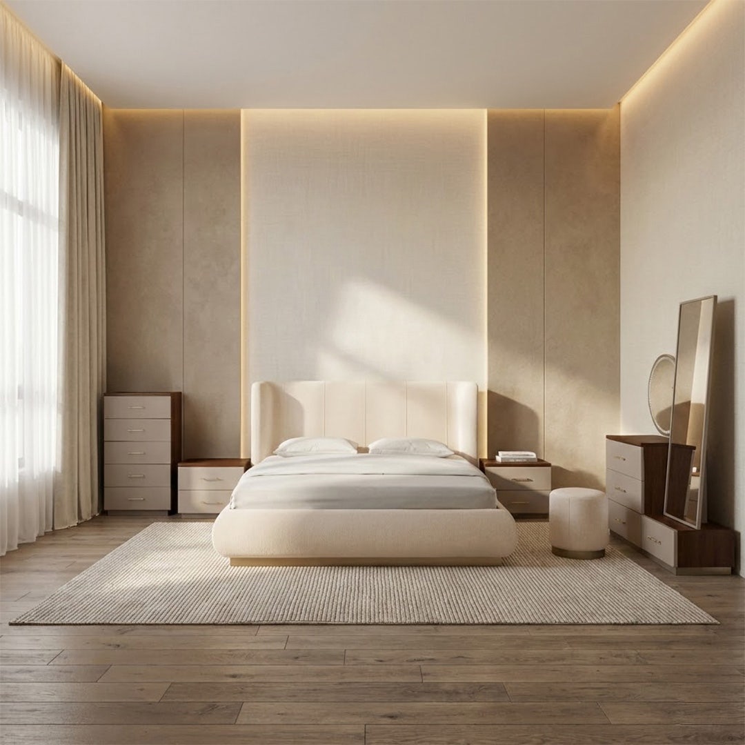 Vogue 6pc King Bed Set Cream