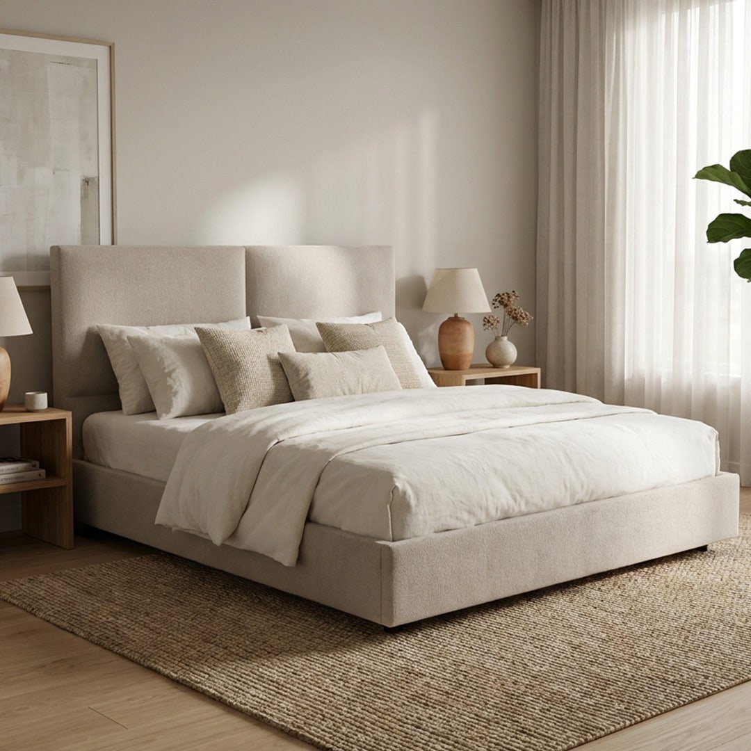 Vanses King Bed 180x200cm Beige