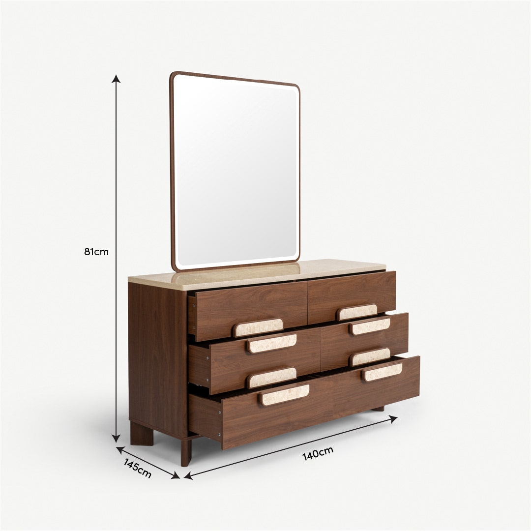 Vogue lll Dresser with Mirror Walnut