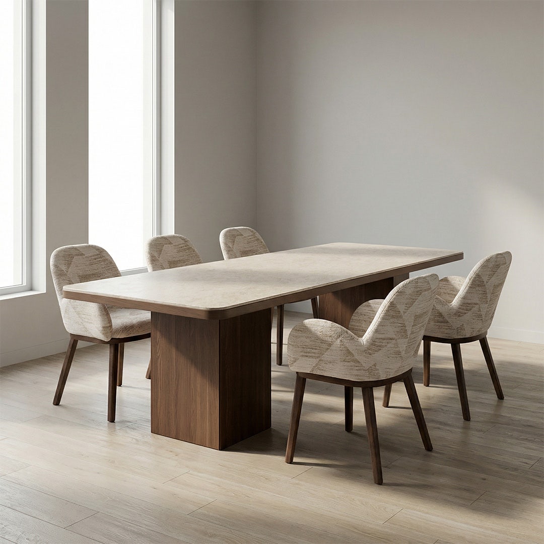 Issac 8 Seater Dining Table Beige