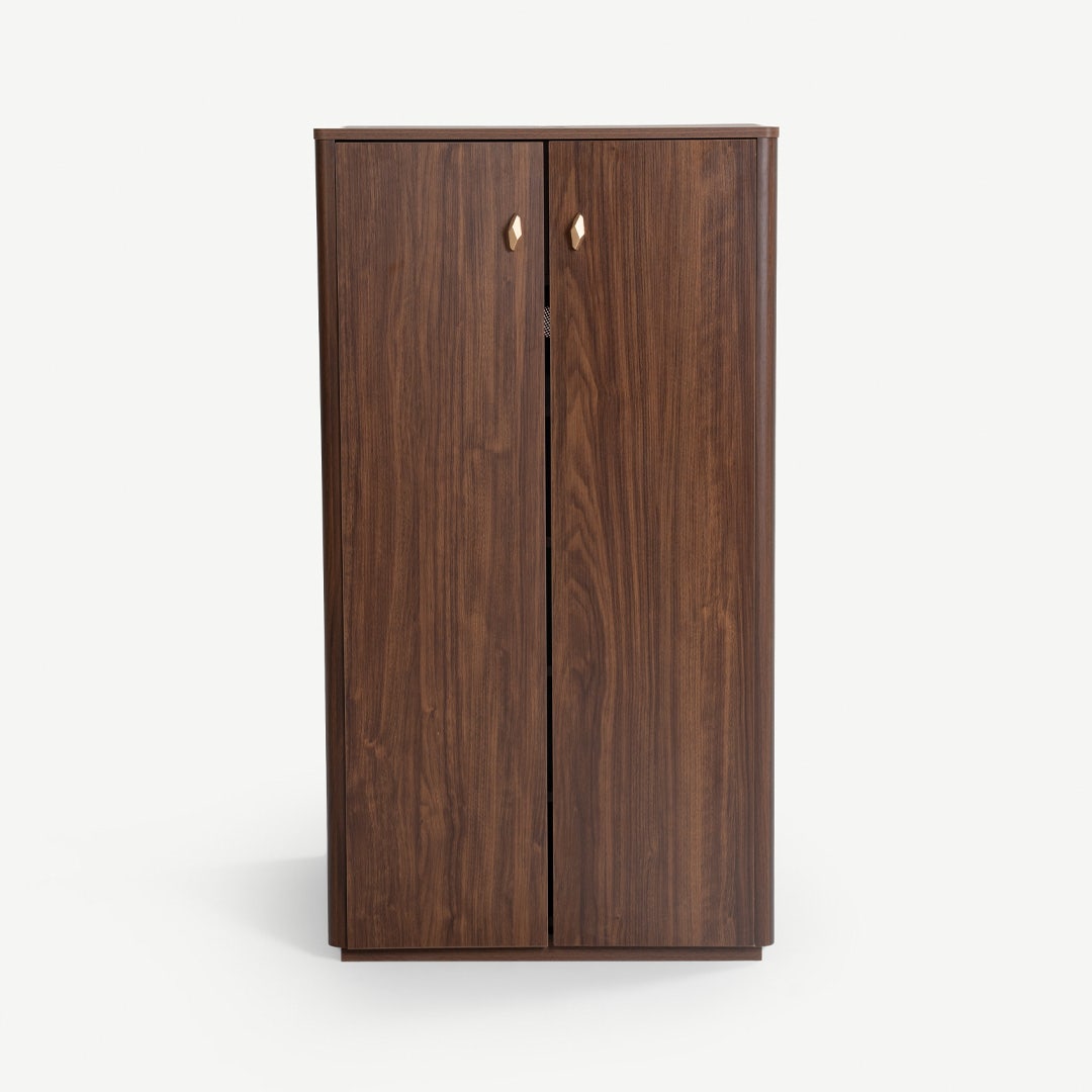 Yov 24-Pair Rotating Shoe Cabinet Walnut