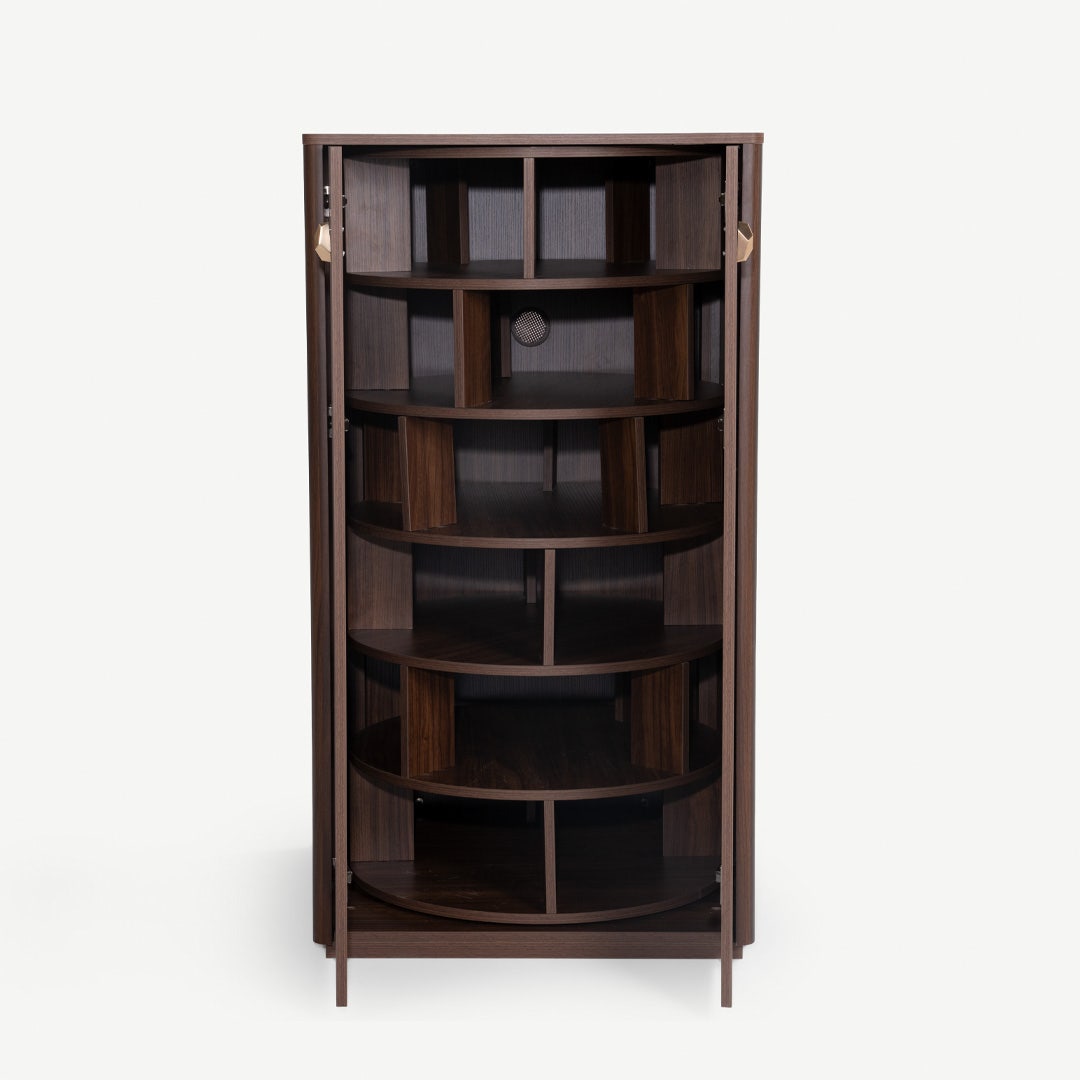 Yov 24-Pair Rotating Shoe Cabinet Walnut