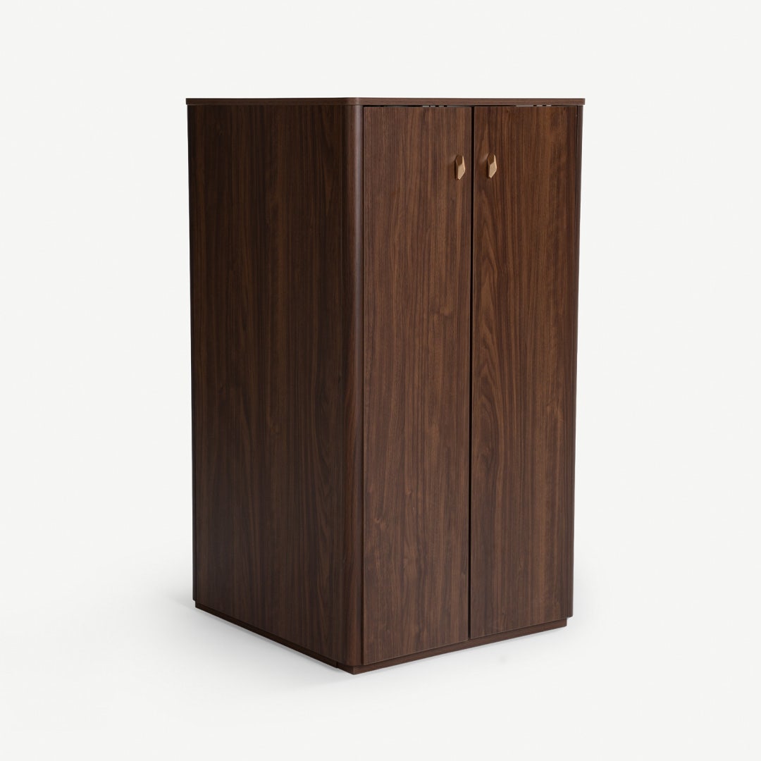 Yov 24-Pair Rotating Shoe Cabinet Walnut