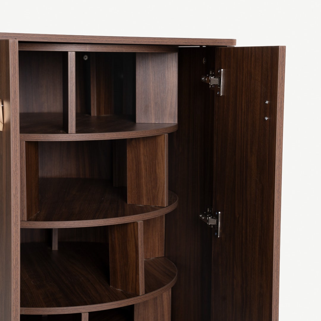 Yov 24-Pair Rotating Shoe Cabinet Walnut