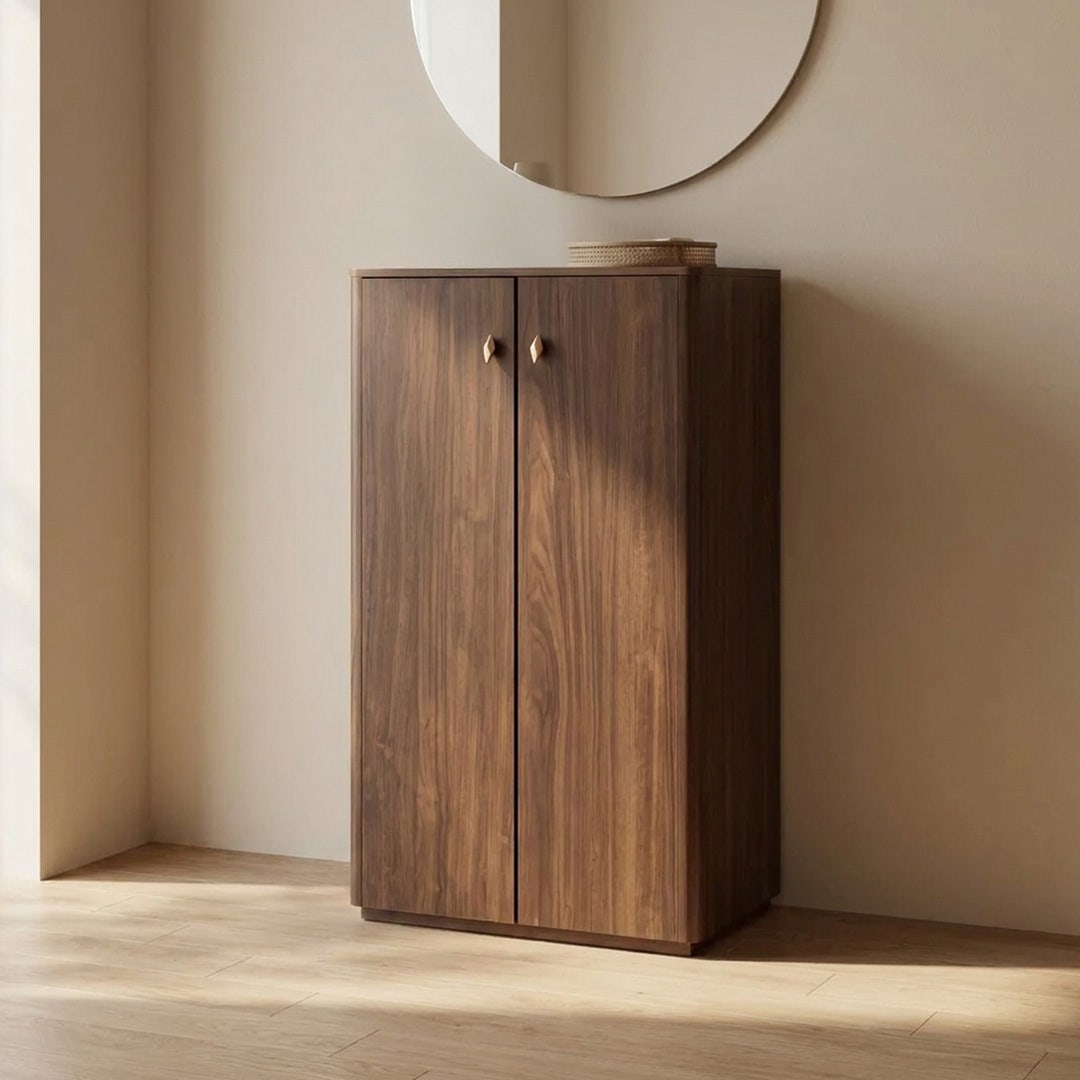 Yov 24-Pair Rotating Shoe Cabinet Walnut