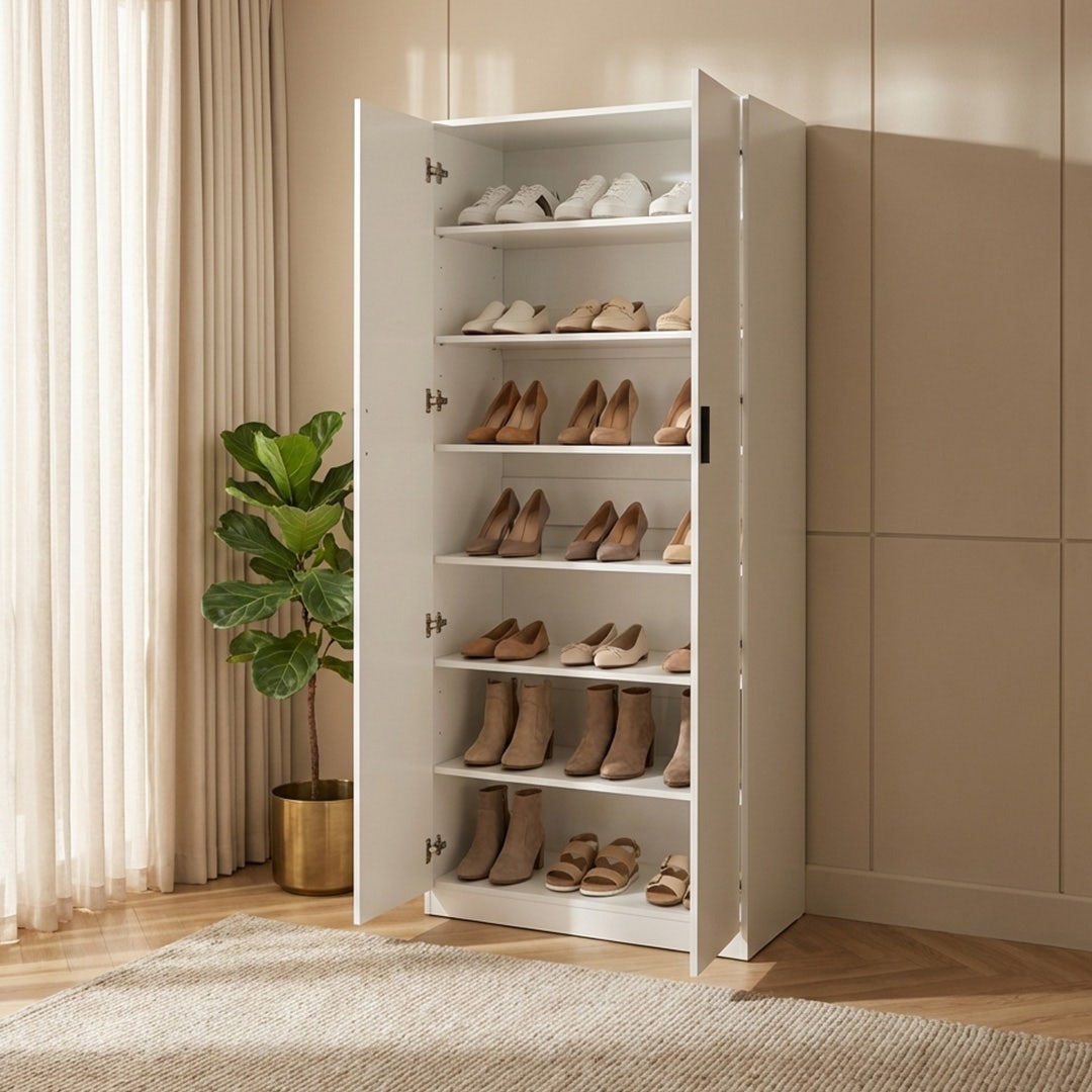 Nivel ll 28-Pair Shoe Cabinet White