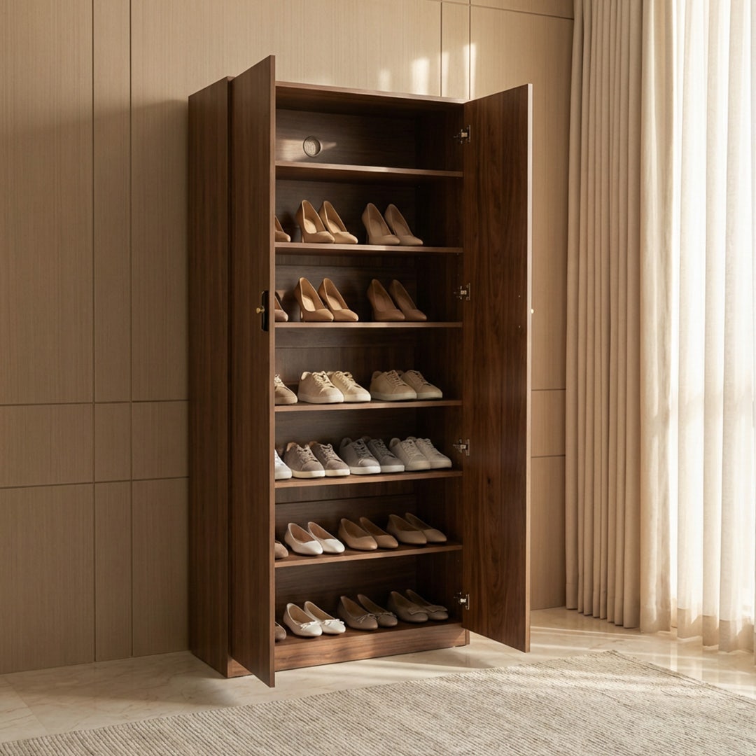 Nivel 28-Pair Shoe Cabinet Walnut