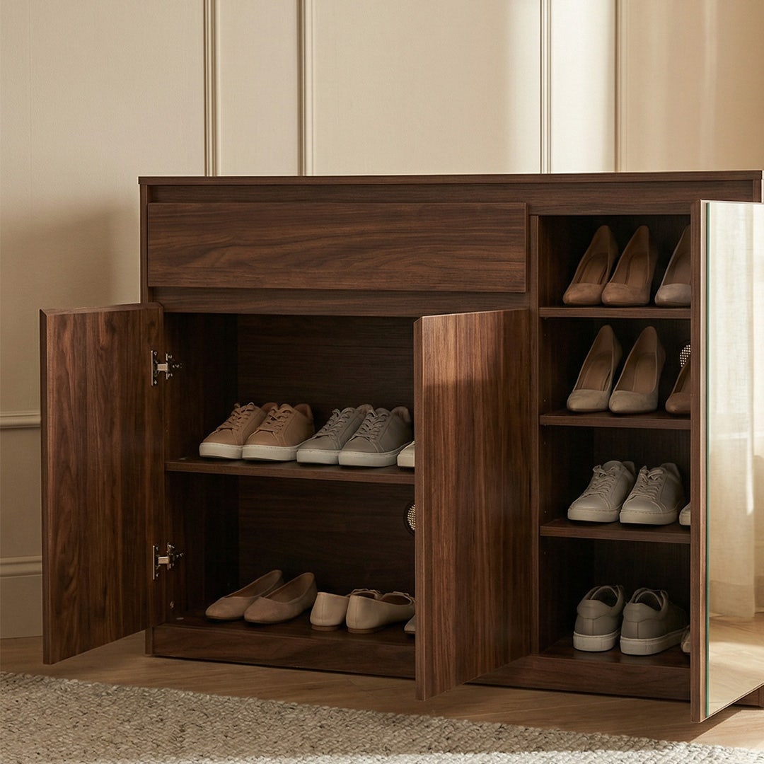 Osee 12-Pair Shoe Cabinet Walnut