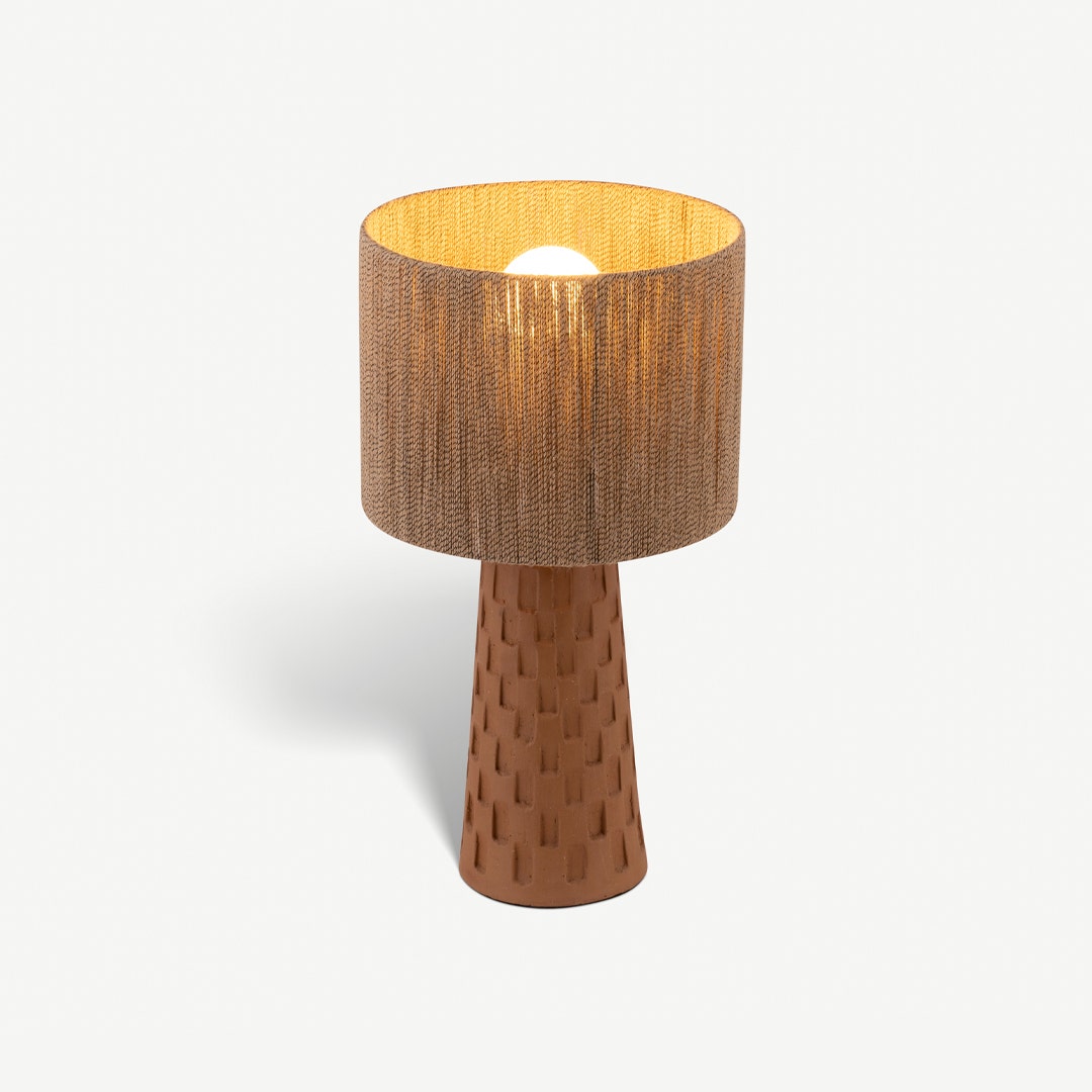 Tall wooden store table lamp