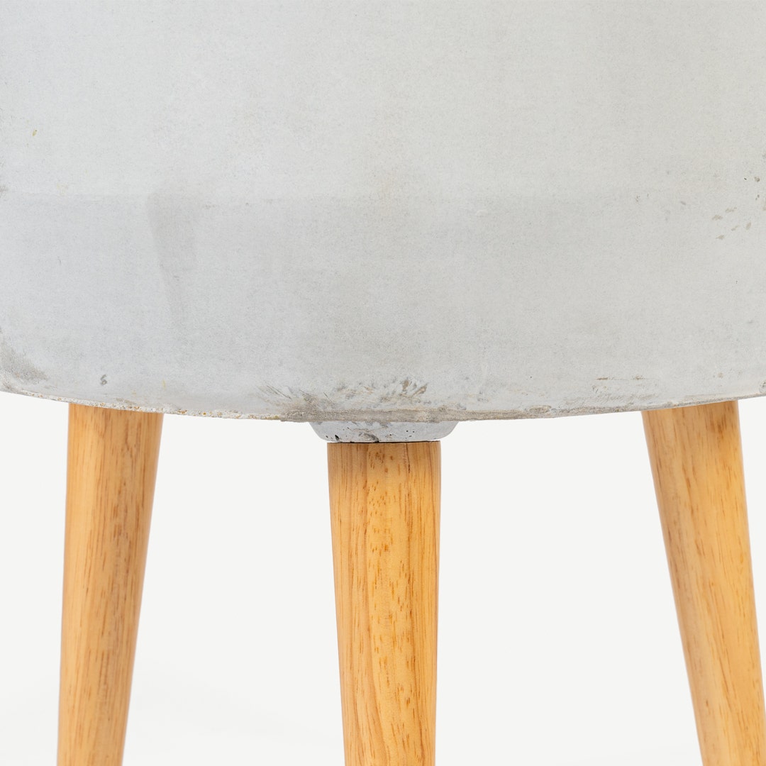 Alain Cement Planter w/Wooden Stand-56cm