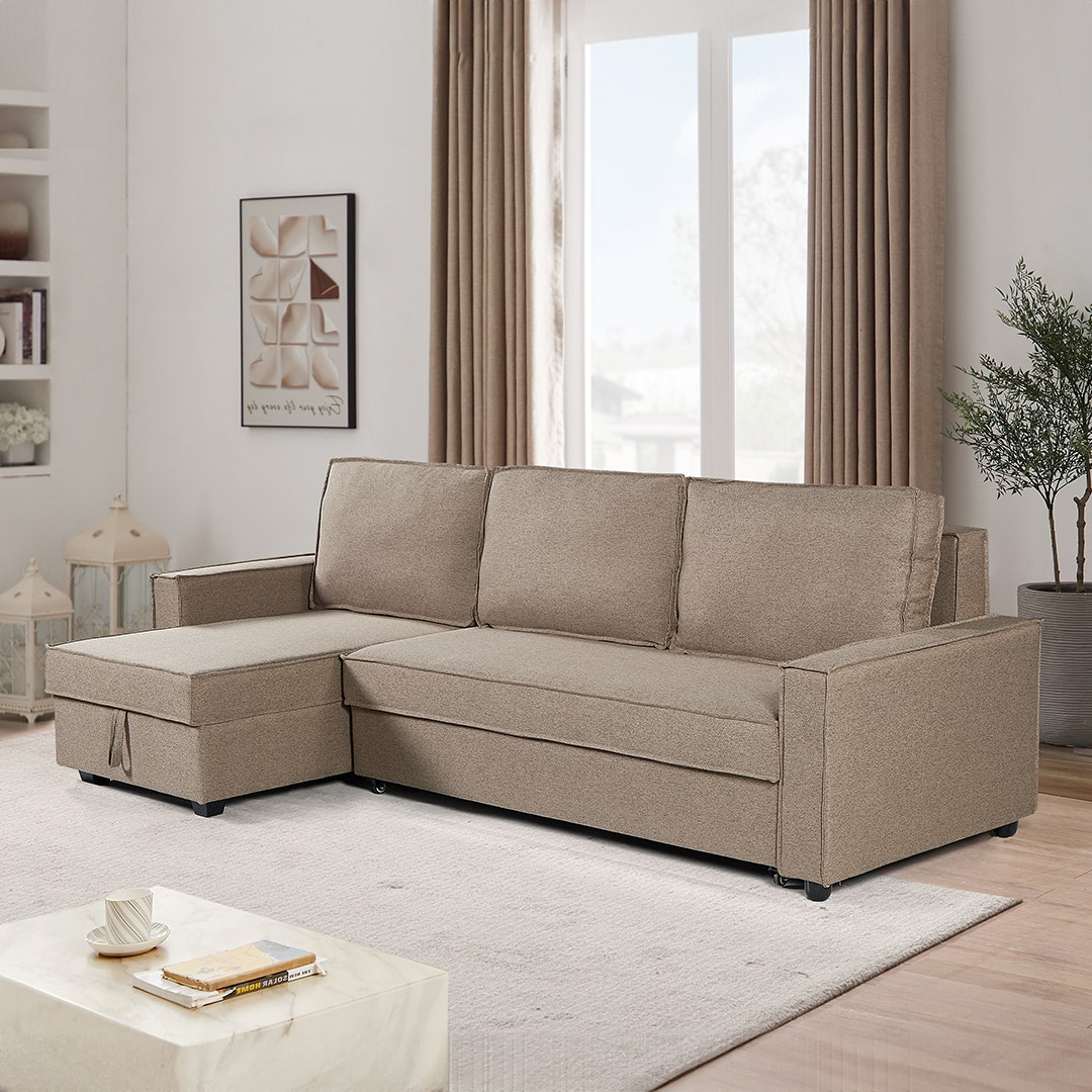 Buy Alfiere Brown 3 Seater Corner Sofa Bed Online at Best Price in UAE OC Home