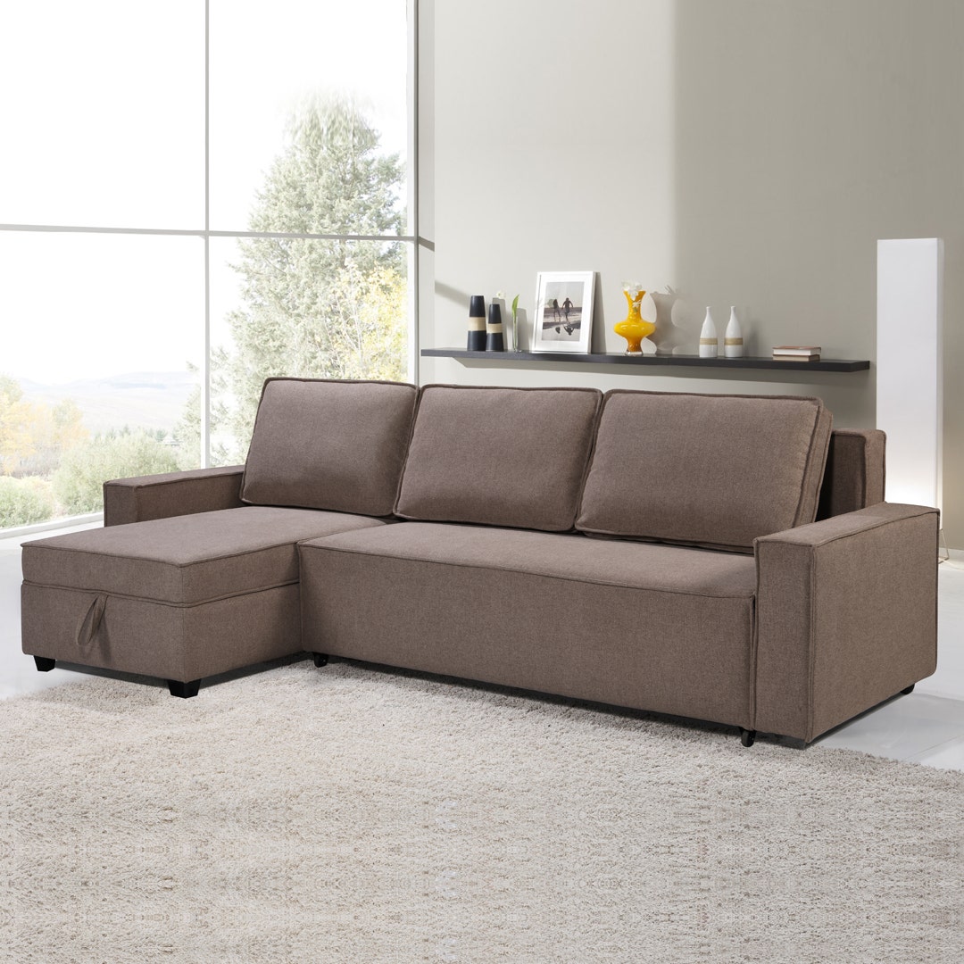Alfiere Mocha 3 Seater Corner Sofa Bed