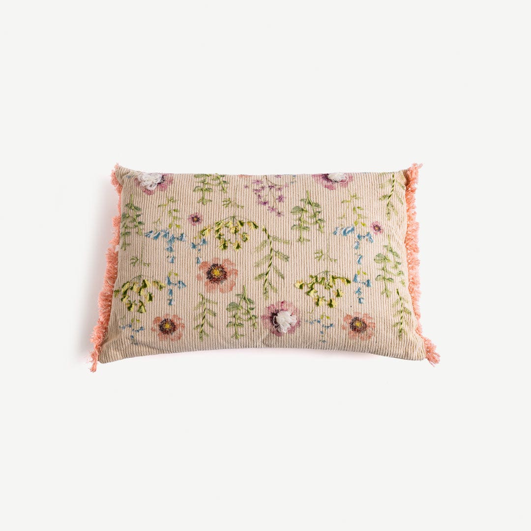 Alica Embroidered Cushion -60x40cm Multicolor
