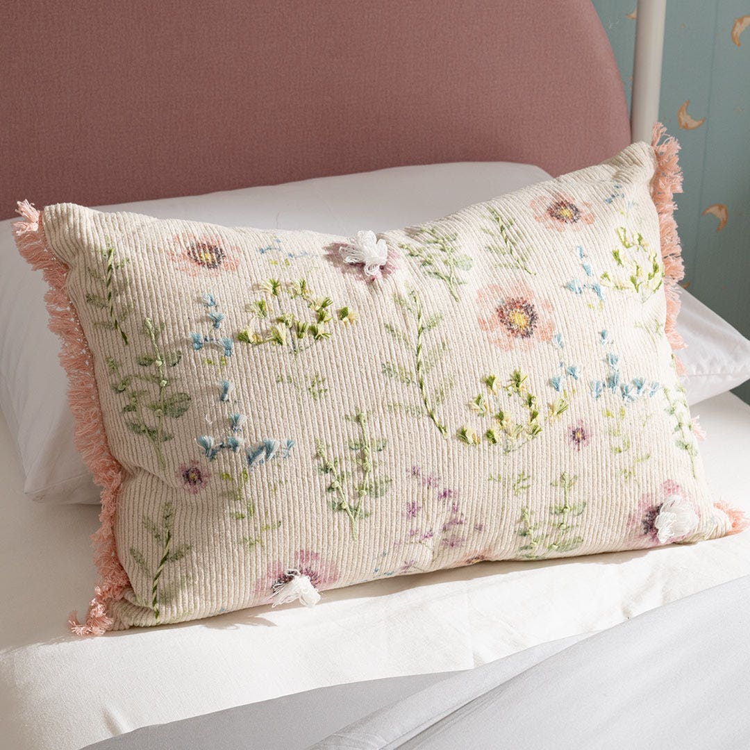 Alica Embroidered Cushion -60x40cm Multicolor