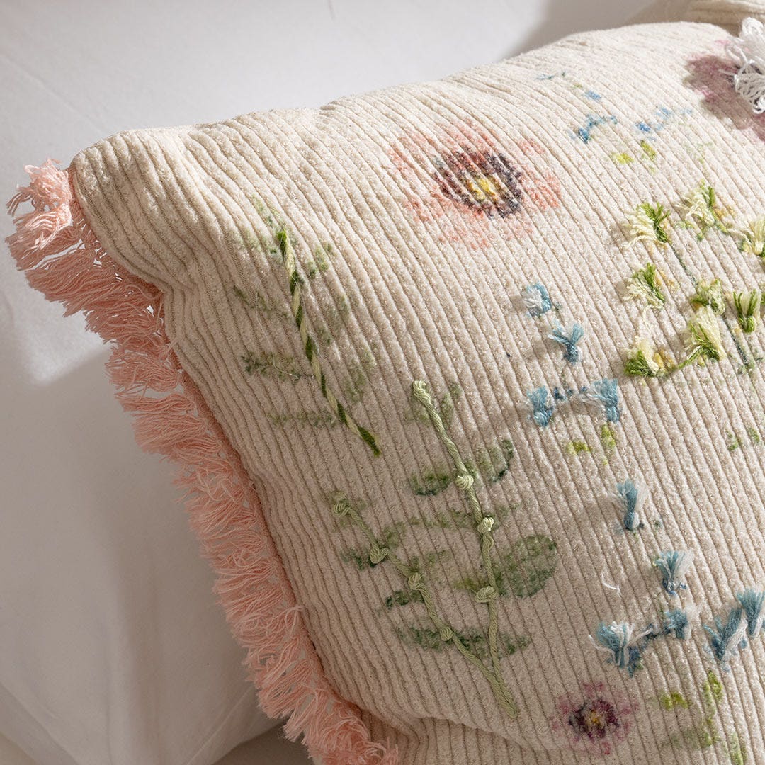 Alica Embroidered Cushion -60x40cm Multicolor