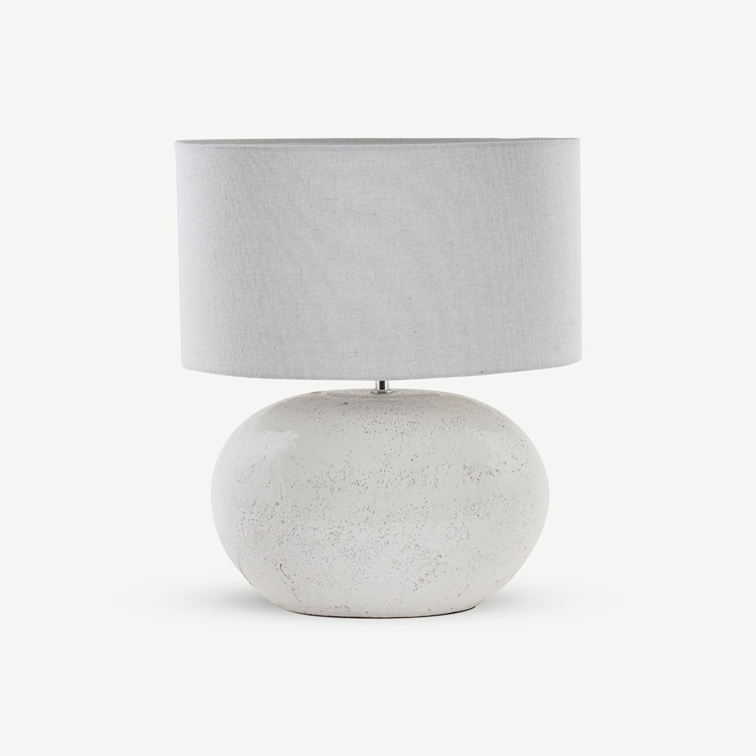 White concrete top table lamp