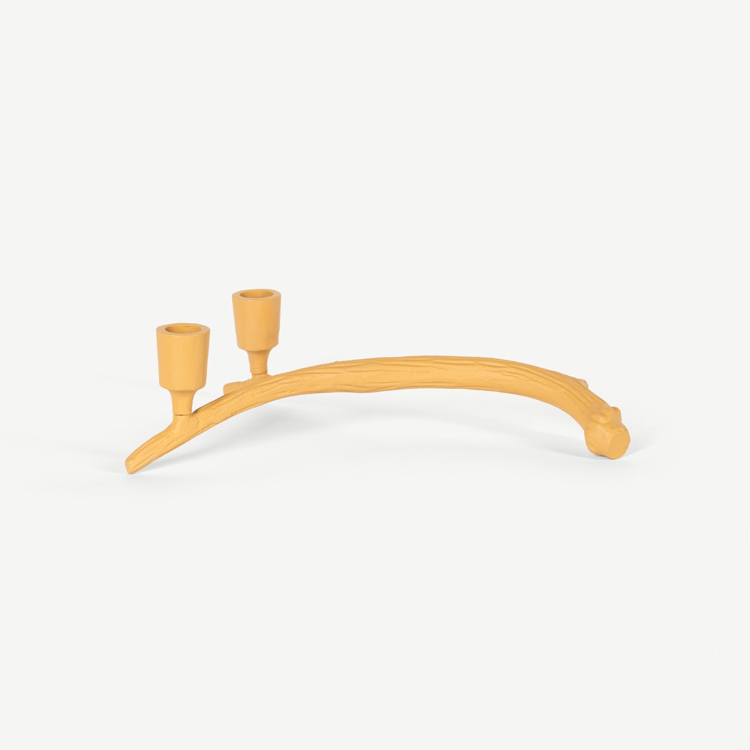 Anzio Twin Candle Holder -Mustard