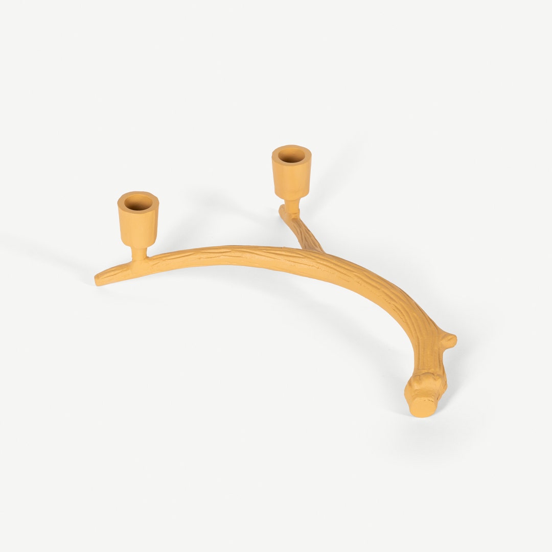Anzio Twin Candle Holder -Mustard