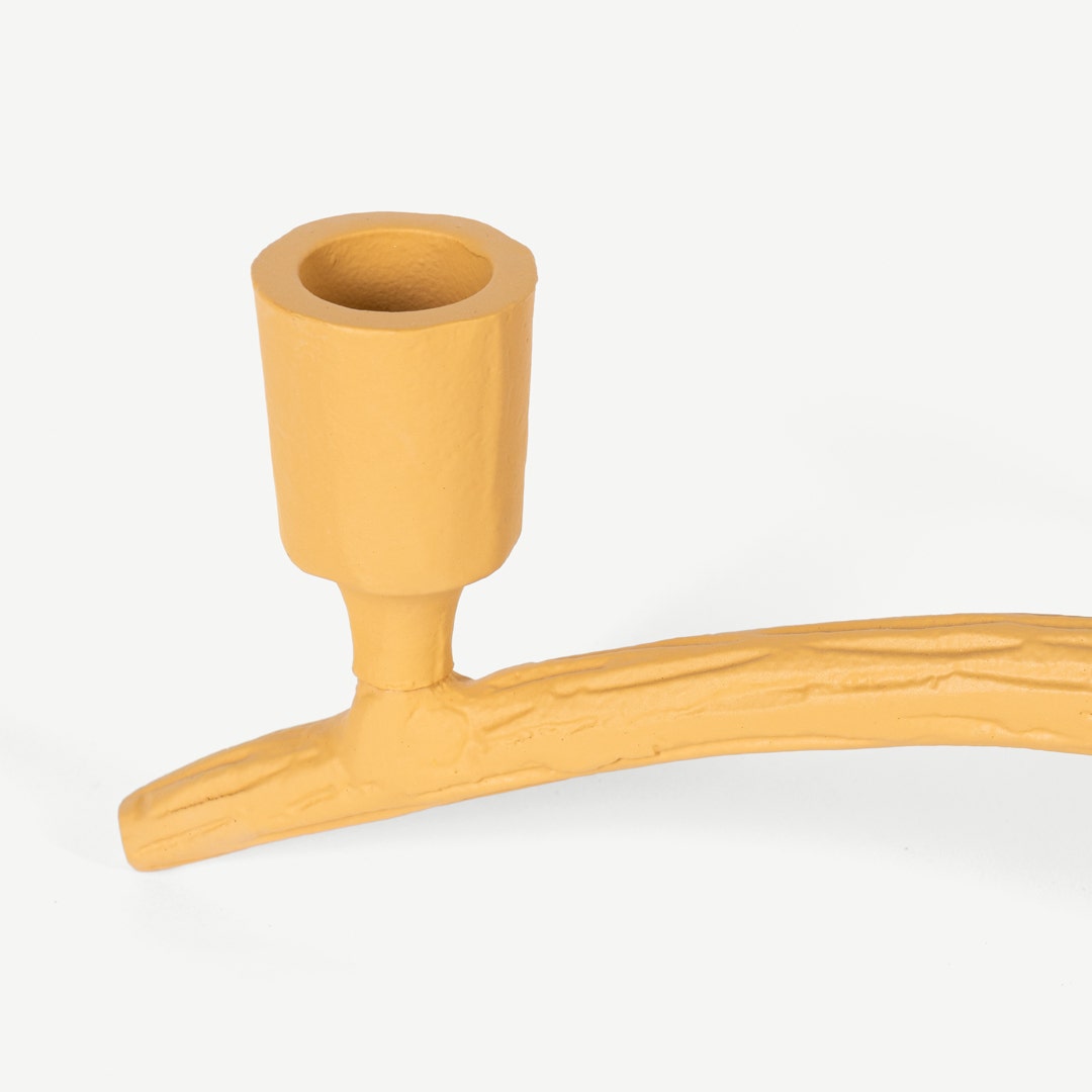 Anzio Twin Candle Holder -Mustard