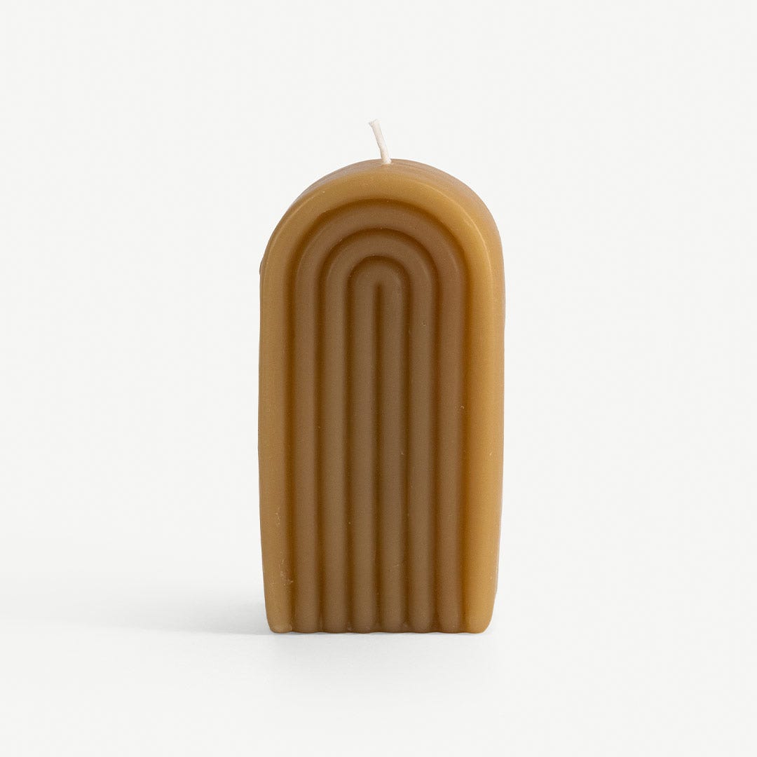Arcelia Arch Pillar Candle-Beige 190gm