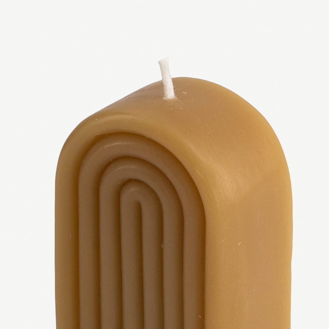 Arcelia Arch Pillar Candle-Beige 190gm