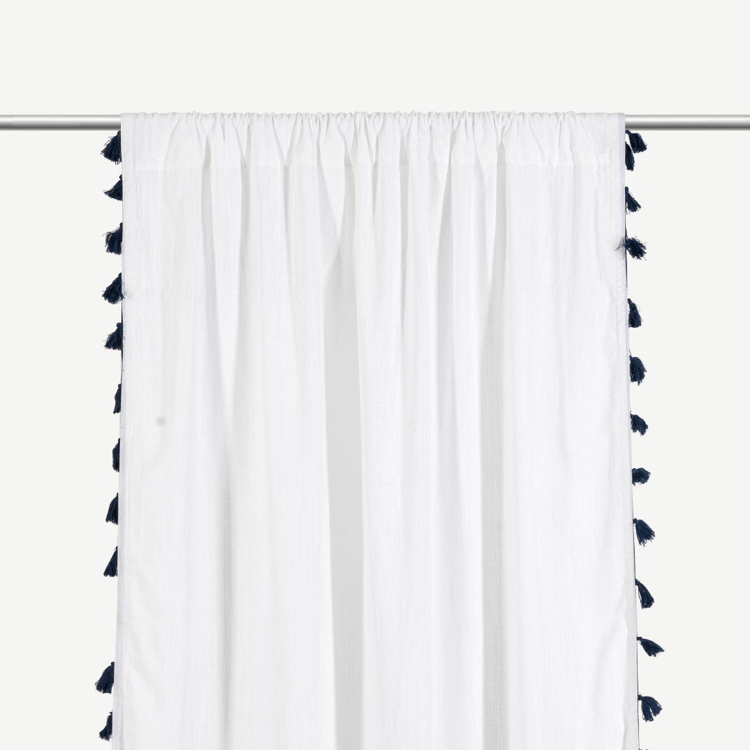 Argus Curtain Pair With Blue Tassels