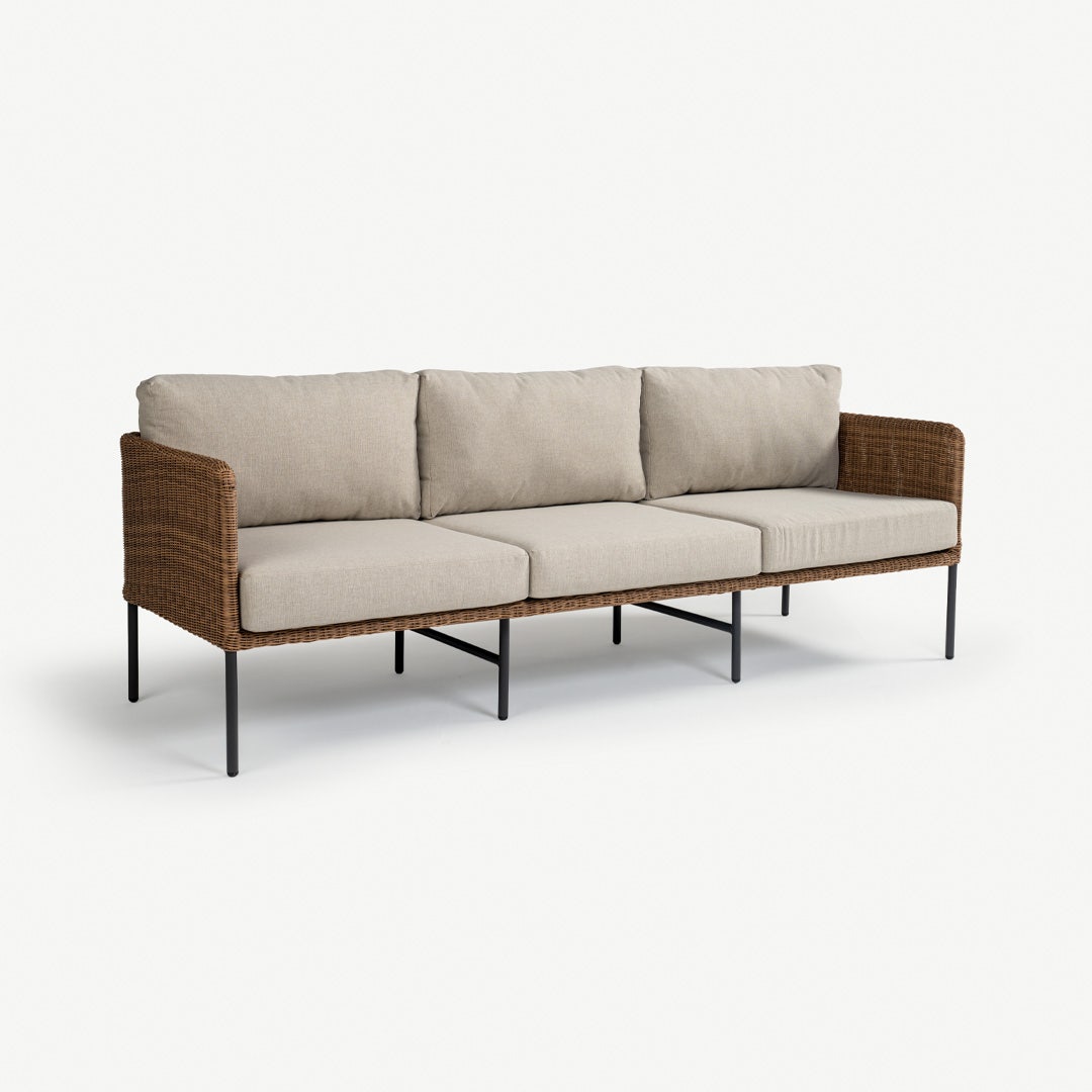 Aveline Rattan 3 Seater Sofa Natural
