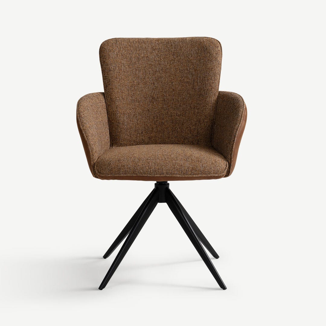 بيرلوس كرسي طعام بذراعين - بني