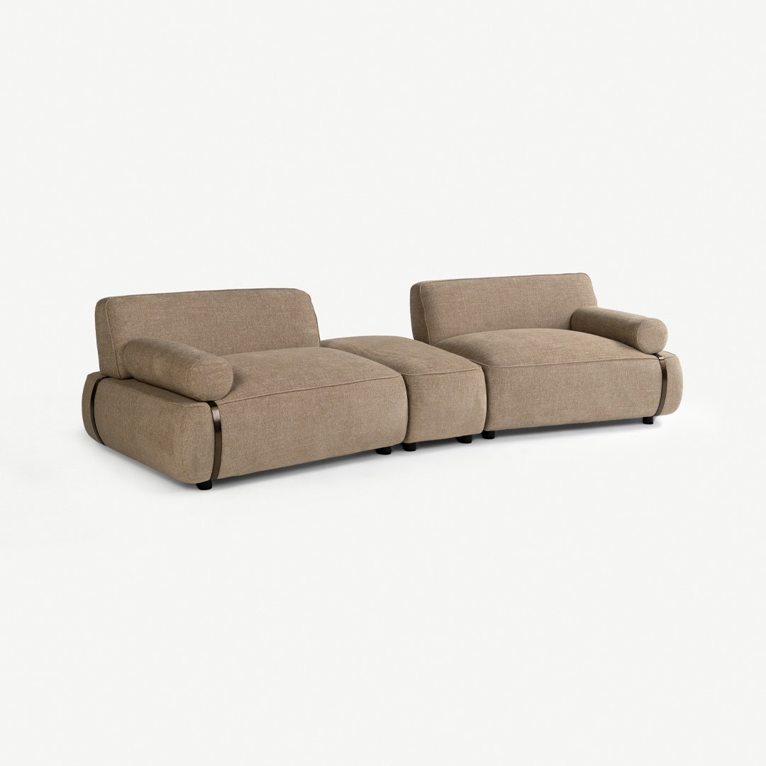 برما كنبة 3 مقاعد مع مقعد عثماني - عاجي