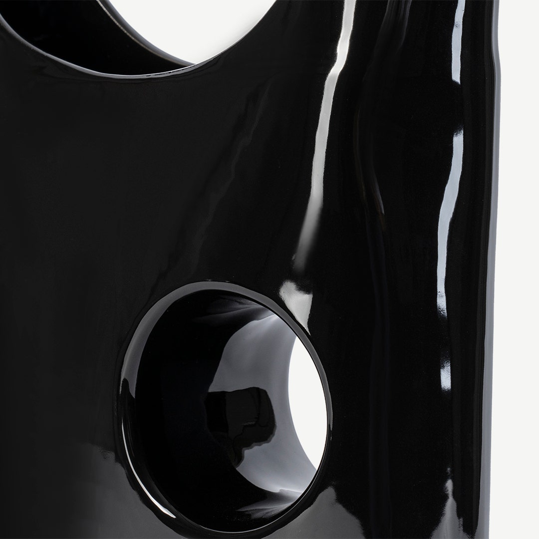Beryl Ceramic Decor Vase -Black