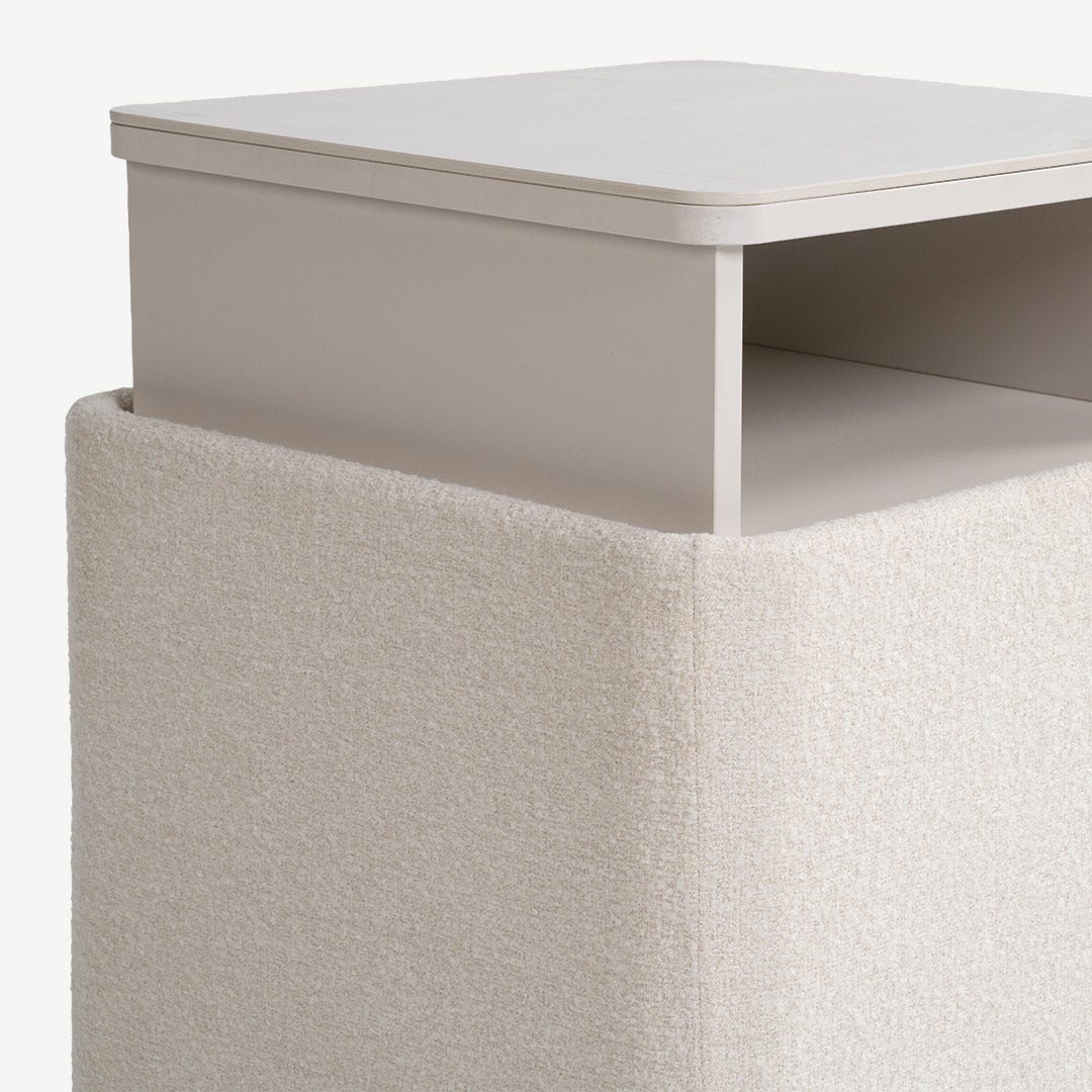 Blancia Bedside Table Push-Open Beige