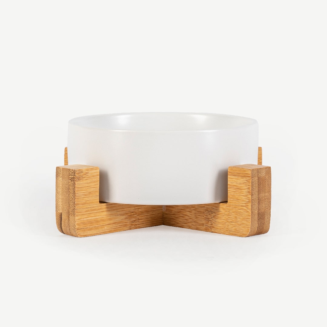 Brinles Ceramic Bowl With Bamboo Stand-White