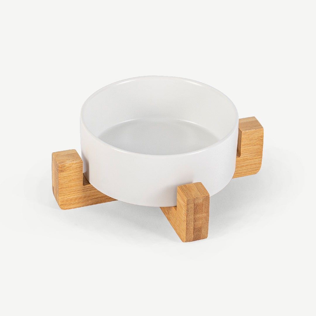 Brinles Ceramic Bowl With Bamboo Stand-White