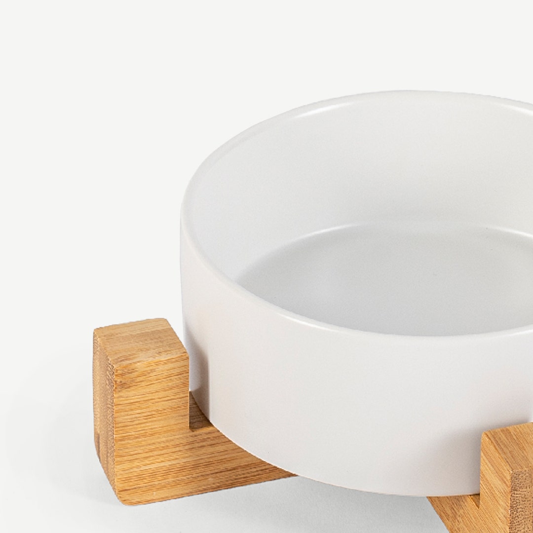 Brinles Ceramic Bowl With Bamboo Stand-White