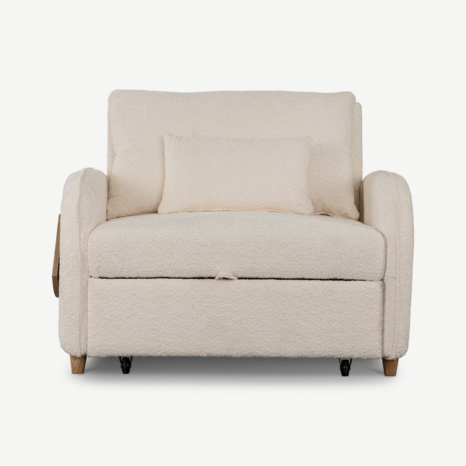 Caelan Ivory Single Seater Sofa Bed Caelan Ivory Single Seater Sofa Bed
