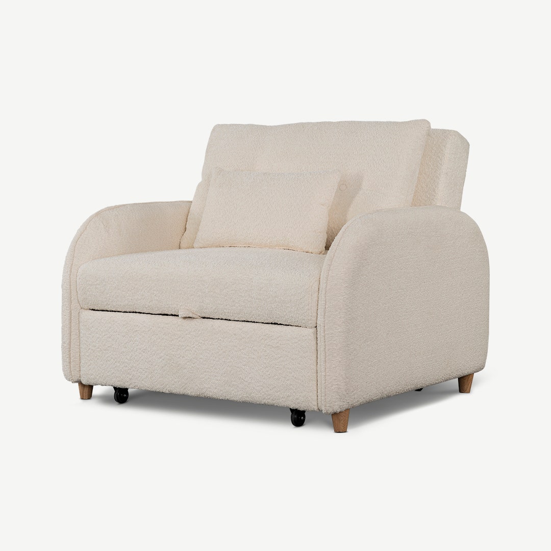 Caelan Ivory Single Seater Sofa Bed