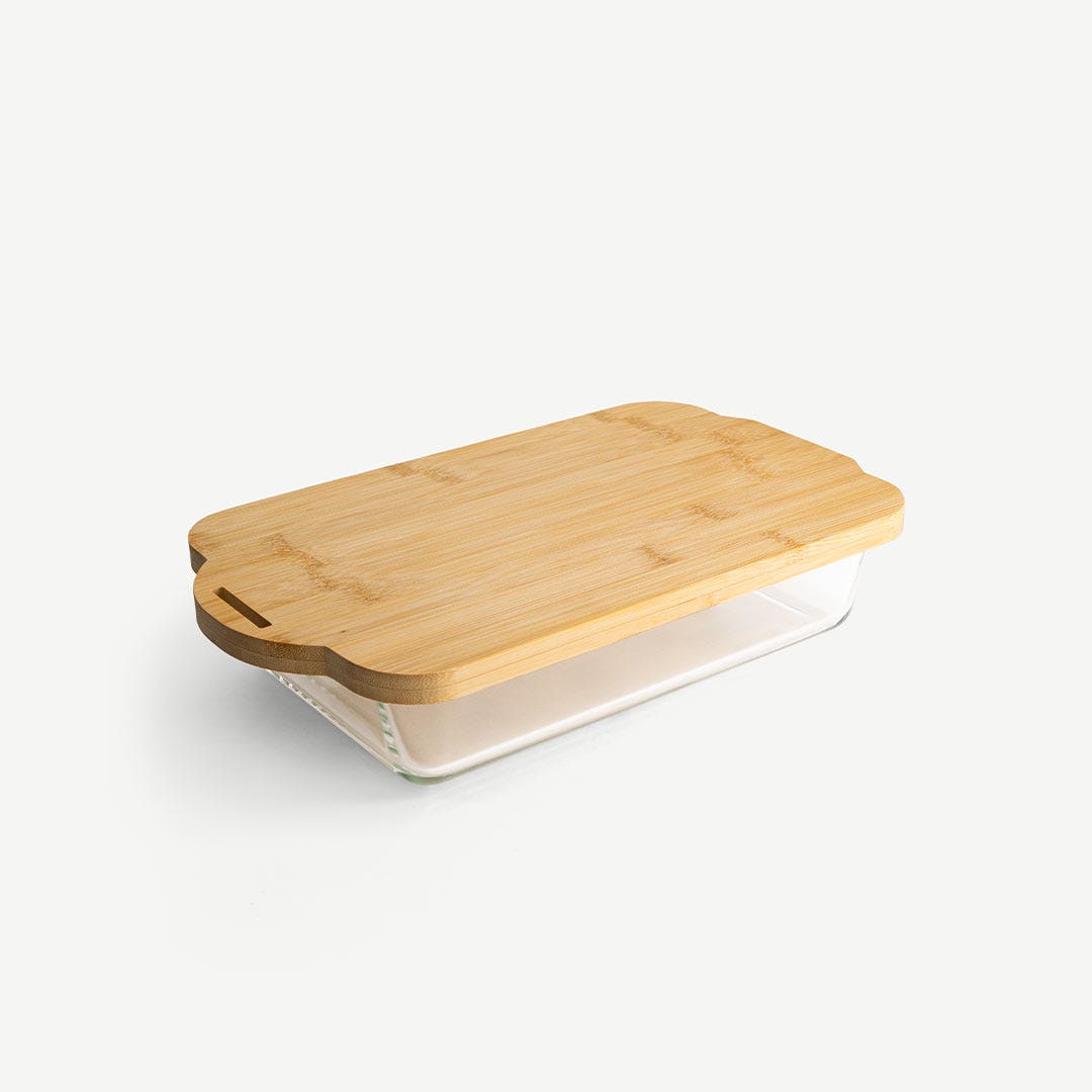 Carena Baking Dish With Bamboo Lid-2200ml Natural