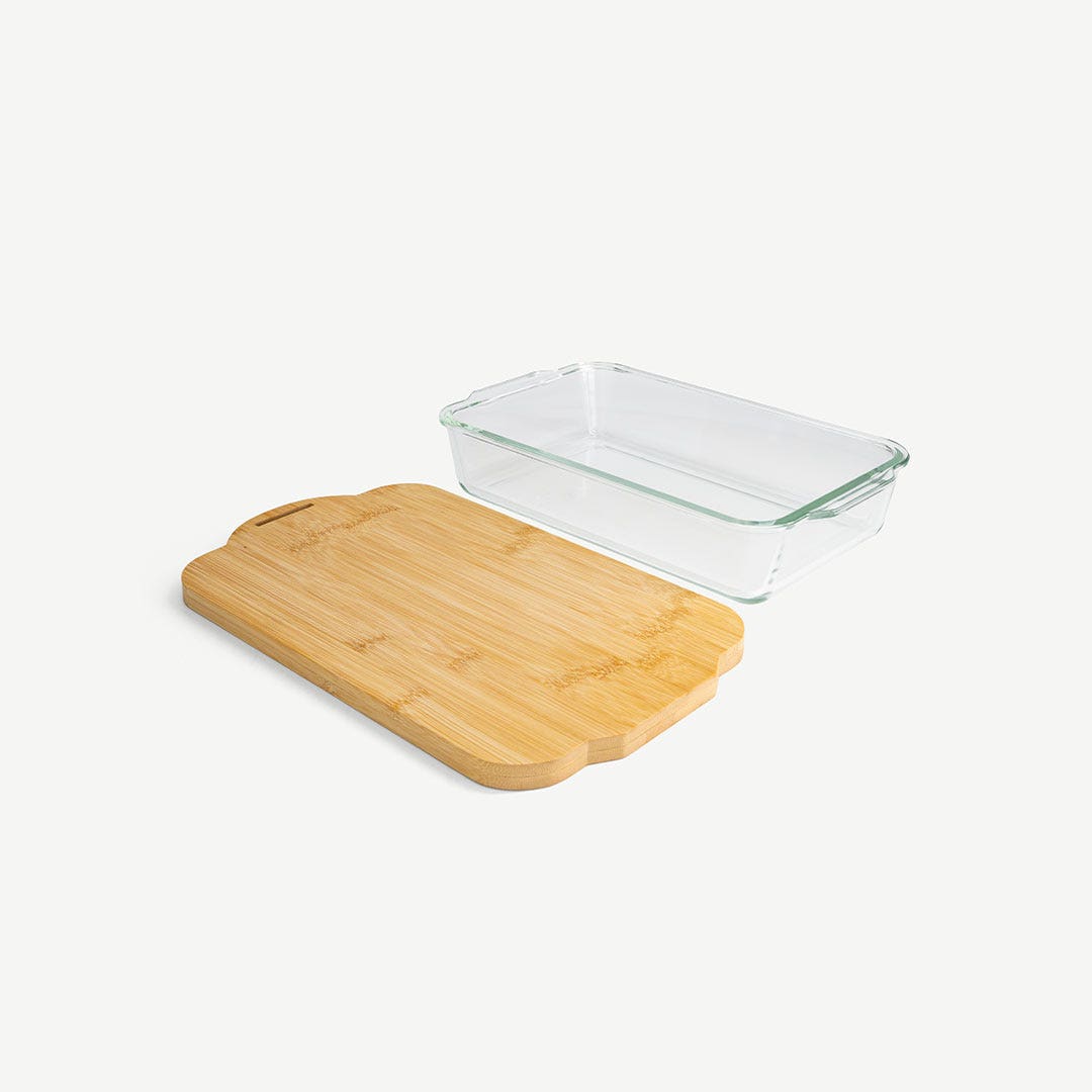 Carena Baking Dish With Bamboo Lid-2200ml Natural