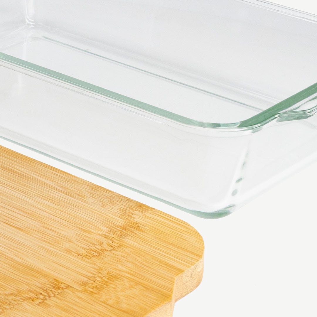 Carena Baking Dish With Bamboo Lid-2200ml Natural