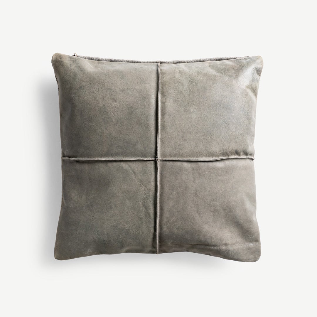 Caroleen Leather Cushion Grey -50x50cm