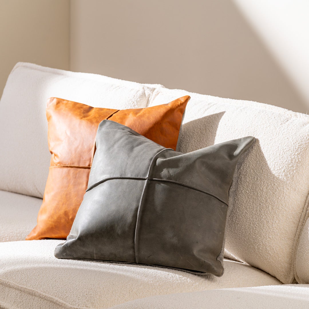 Caroleen Leather Cushion Grey -50x50cm