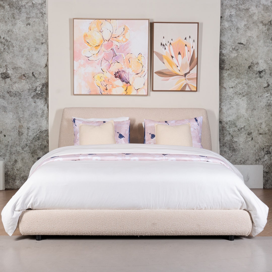 Casper King Bed 180x200 Beige Boucle